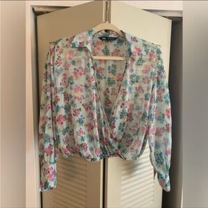 Zara Floral Blouse - Pink and Blue
